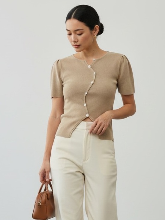 Tops - 1499 • Sand Swerve Soft Knit Top